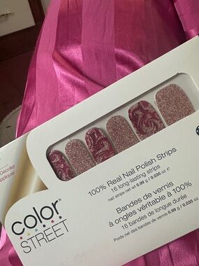 Color Street Feeling Marble-ous Rose Pink Glitter & Marble Nail Strips